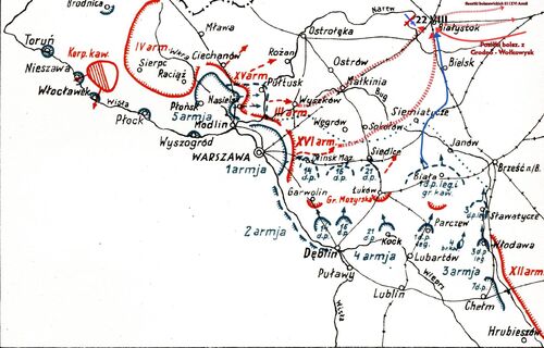 Mapa polskiej ofensywy 16-22 sierpnia 1920 roku