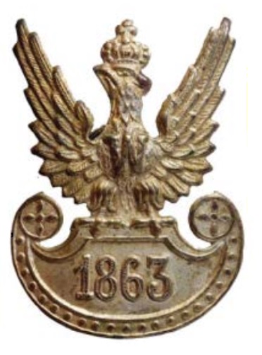 Orzeł weteranów Powstania Styczniowego, noszony na granatowych rogatywkach od roku 1920 (ze zbiorów autora)