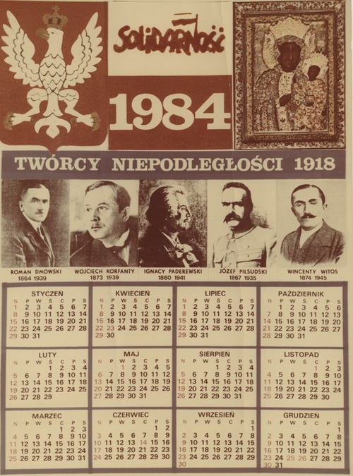 Kalendarz na 1984 rok „Solidarność”. Twórcy niepodległości 1918 IPN Ki 265/46