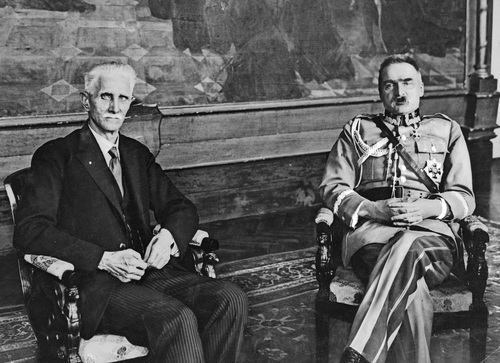 Marszałek sejmu Ignacy Daszyński i marszałek Józef Piłsudski, 1928 r. Fot. NAC