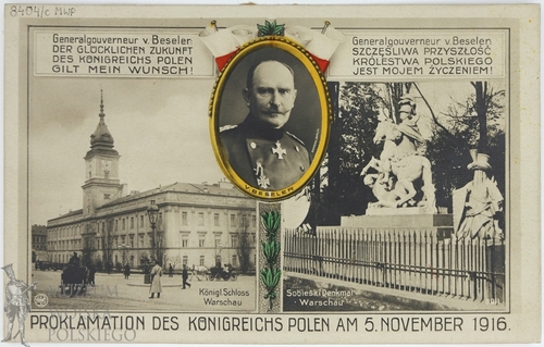 Kartka pocztowa z okazji proklamowania Aktu 5 listopada Fot. ze zbiorów Muzeum Wojska Polskiego