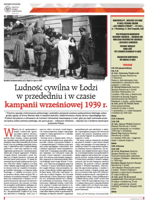 Lokalny dodatek historyczny „Ludność cywilna w Łodzi w przededniu i w czasie kampanii wrześniowej 1939 r.”