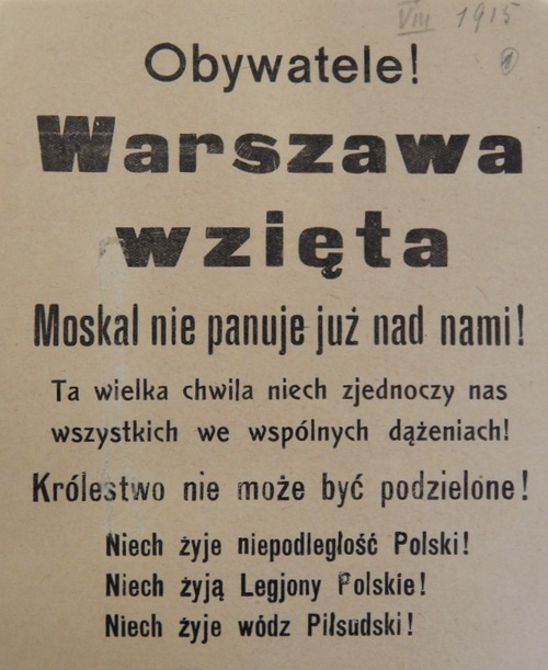 Ulotka rozrzucana w Galicji w sierpniu 1915 r. Fot. AAN