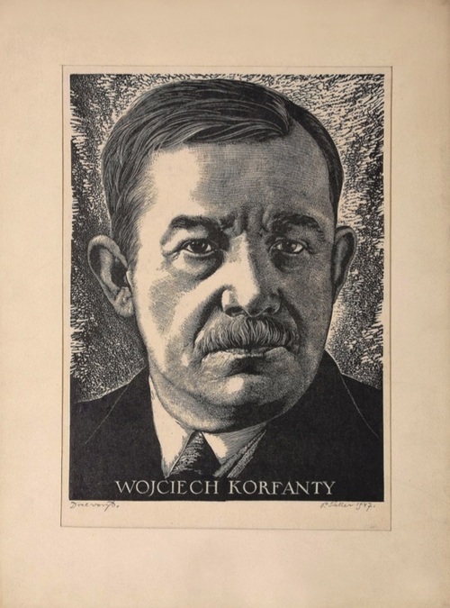 Wojciech Korfanty, drzeworyt autorstwa Pawła Stellera, 1947 r. Fot. ze zbiorów Muzeum w Chorzowie