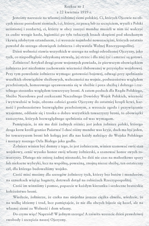 Rozkaz nr 1 z 22 kwietnia 1919 r.