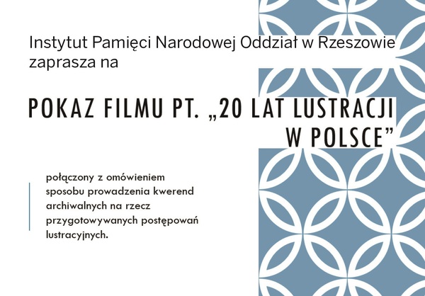 Pokaz filmu „20 lat lustracji w Polsce”