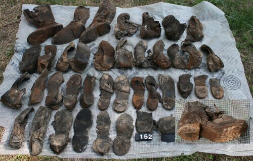 Bykownia - Stalinist Crimes’ Victims’ Cemetery. Polish military boots found in the grave no. 152/06. Photo: A. Kuczyński