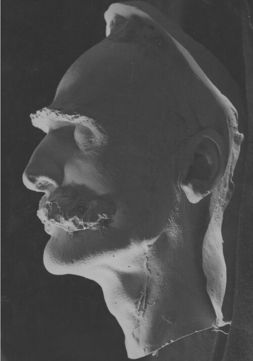 Maska pośmiertna Józefa Piłsudskiego wykonana przez artystę rzeźbiarza Jana Szczepkowskiego. Fot. ze zbiorów Narodowego Archiwum Cyfrowego
