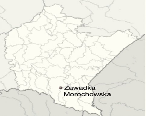 Położenie wsi Zawadka Morochowska na mapie obecnego województwa podkarpackiego (kliknij, aby zobaczyć całość); źródło: Wikipedia