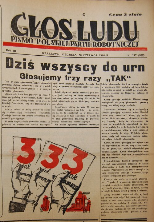 Propagandowy artykuł zamieszczony 30 czerwca 1946 r. w „Głosie Ludu”. Ze zbiorów własnych Autorki