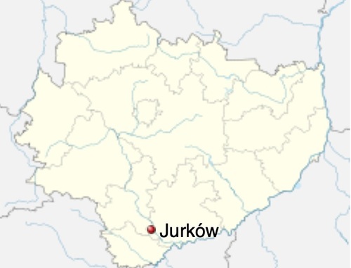 Położenie wsi Jurków na mapie obecnego województwa świętokrzyskiego (źródło: Wikipedia)