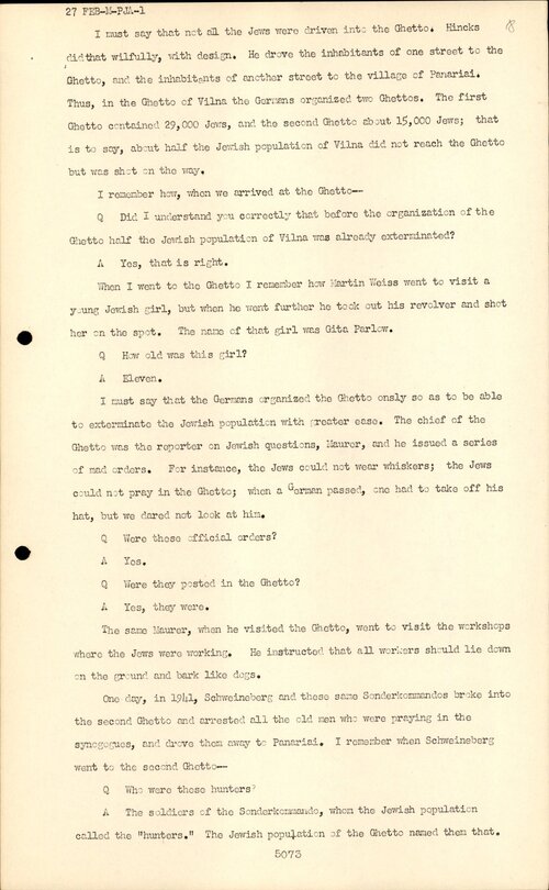 Z zeznań Abrahama Suckewera przed MTW w Norymberdze, 27 lutego 1946. Z zasobu IPN