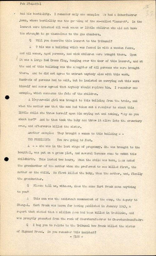 Z zeznań Samuela Rajzmana przed MTW w Norymberdze, 27 lutego 1946. Z zasobu IPN