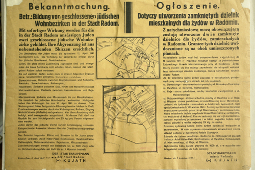 Okupacyjne ogłoszenie informujące o utworzeniu getta w Radomiu (fot. Archiwum Państwowe w Radomiu)