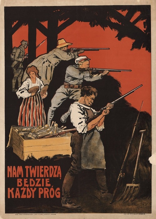 Polski plakat <i>Nam twierdzą będzie każdy próg</i>, Kamila Mackiewicza. Z zasobu Archiwum Państwowego