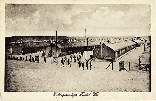 POW camp in Tuchola during the First World War, where Austrians kept Russians (public domain)