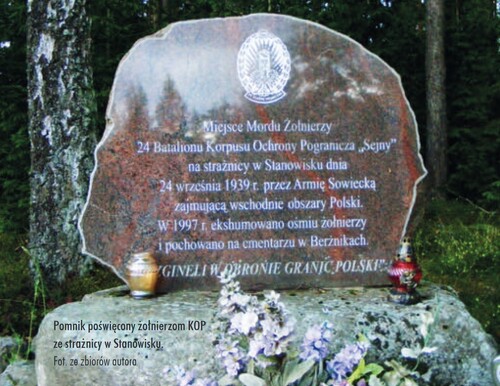 Pomnik poświęcony żołnierzom KOP ze strażnicy w Stanowisku. Fot. ze zbiorów Autora