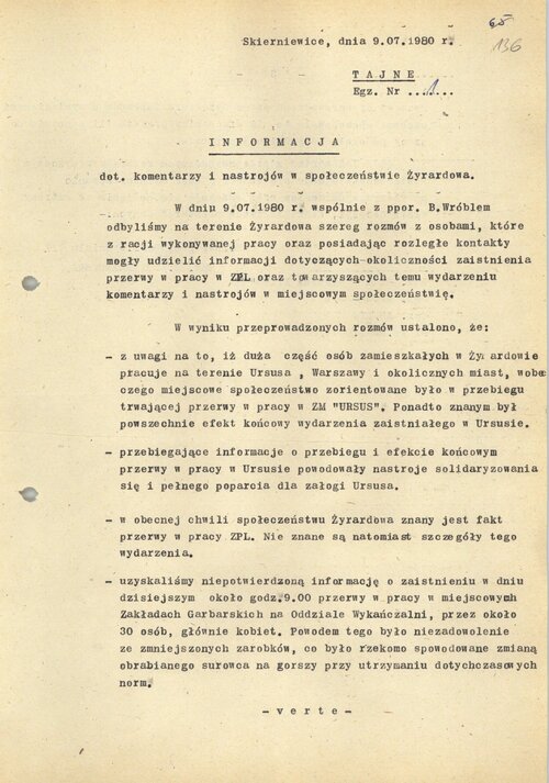 Esbeckie "badania socjologiczne" społeczeństwa Żyrardowa w lipcu 1980 r. Z zasobu IPN