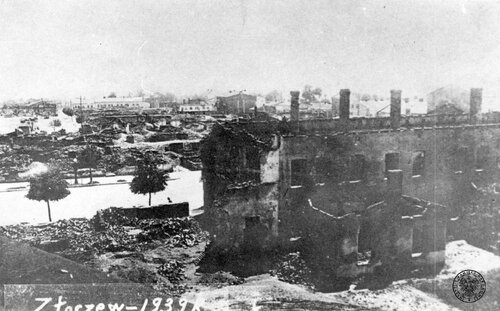 Złoczew. Widok na zniszczone przez Niemców we wrześniu 1939 r. miasto. Fot. z zasobu IPN