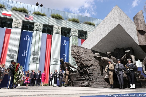 Presidents of Poland and the United States with the First Ladies in front of the Warsaw Uprising Monument in the capital of Poland, July 6 2017