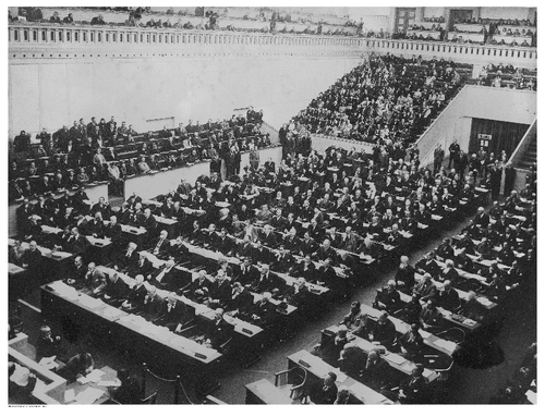Sala obrad podczas XII Sesji Zgromadzenia Ligi Narodów w Genewie, wrzesień 1931 roku