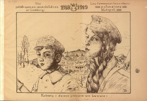 Strona z albumu pamiątkowego obrony Lwowa 1918/1919, Lwów, 1919. Ze zbiorów cyfrowych Biblioteki Narodowej (polona.pl)