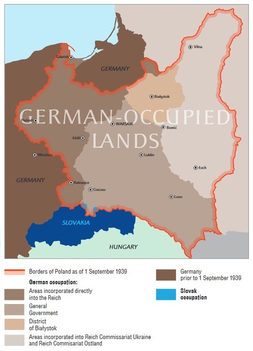 Occupation of the territories of the Republic of Poland between 1941-1944. Photo from the book by M. Korkuć <i>The Fighting Republic of Poland 1939-1945</i>, illustration by Tomasz Ginter