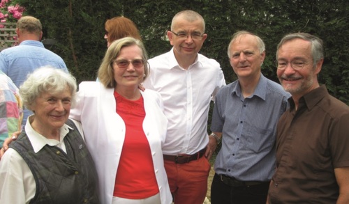 Spotkanie w Brockenhurst; od lewej: Victoria Watts, Grażyna Sikorska, Bogusław Wójcik, Malcolm Walker, Paul Lucey,  1 lipca 2018 r. Fot. Janusz Sikora-Sikorski