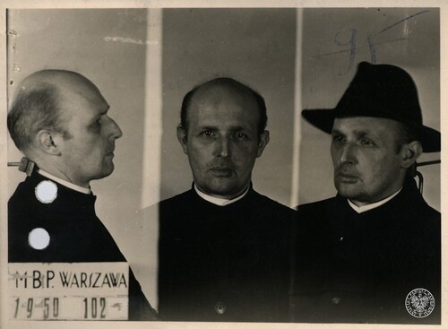 O. Tomasz Rostworowski - zdjęcie sygnalityczne wykonane po aresztowaniu przez UB. Fot. z zasobu IPN