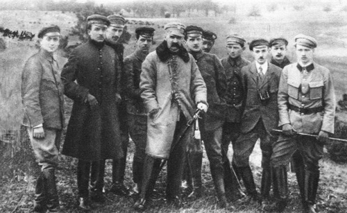 Komenda Naczelna Polskiej Organizacji Wojskowej z Józefem Piłsudskim podczas ćwiczeń w roku 1917