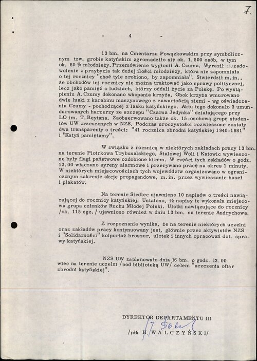 ...i ostatnia dokumentu MSW PRL z 16 kwietnia 1981 r. - okresu „karnawału <i>Solidarności</i>”, czyli rzekomego złagodzenia reżimu Jaruzelskiego, w tym niby większej wolności słowa. Z zasobu IPN