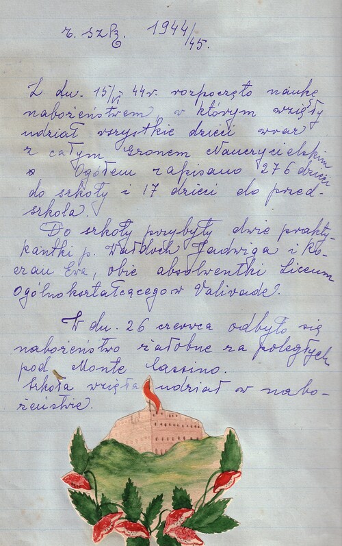 Fragment kroniki Szkoły Powszechnej nr 3 im. gen. Władysława Sikorskiego w Osiedlu Polskim w Valivade. Fot. AIPN