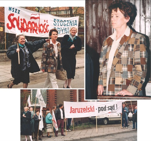 Przed gmachem sądu, Malbork, 1997 r.; w środku Wiesława Kwiatkowska. Fot. ze zbiorów autorki