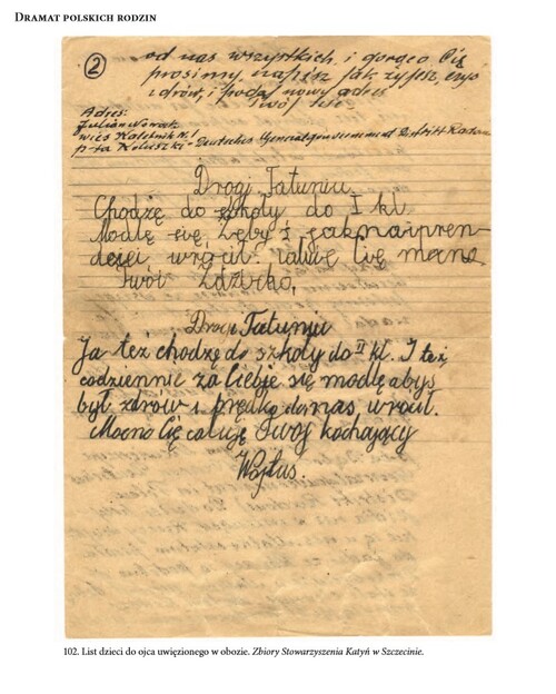 Dzieci do Taty... Karta z "Teki edukacyjnej IPN" „Zbrodnia Katyńska”