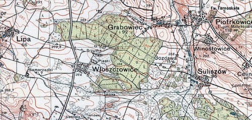 Włoszczowice na mapie wojskowej z 1939 r.