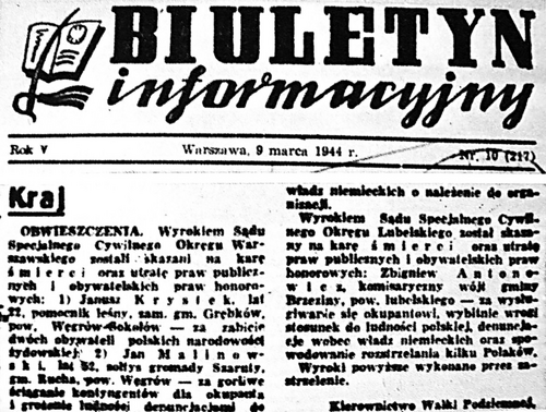 "Biuletyn Informacyjny" z 9 III 1944 r.