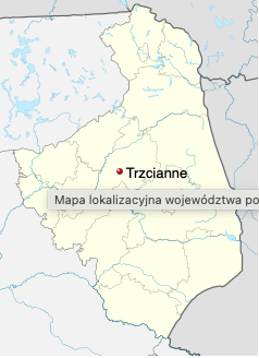 Trzcianne na mapie obecnego województwa podlaskiego (Wikipedia)