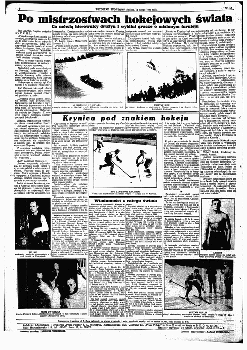 Strona "Przeglądu Sportowego" (nr 13, 1931) z relacją o przebiegu turnieju, w której zawarto m.in. informację o napięciu między publicznością i reprezentacją Czechosłowacji