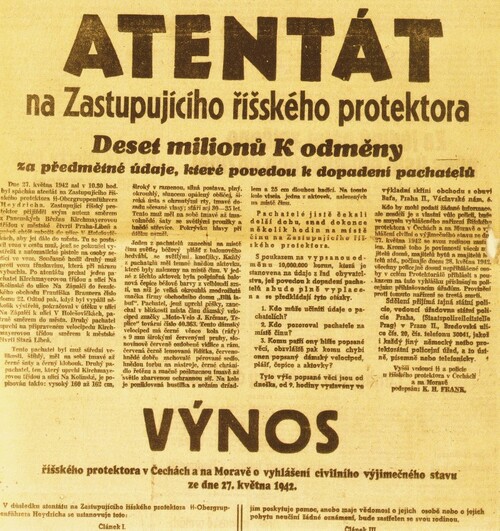 Wycinek z gazety donoszącej o likwidacji Heydricha i ogłoszeniu stanu wojennego, 28 maja 1942. Fot. Wikimedia Commons/domena publiczna