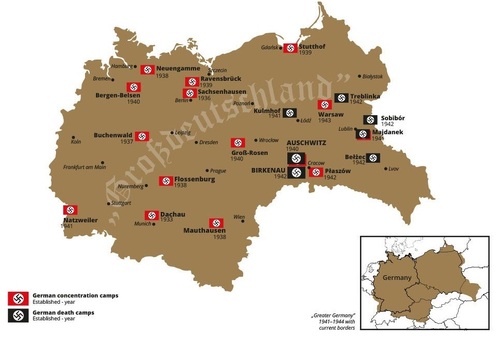 A map of the German camps between 1941-1945