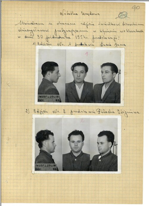 Jan Łuć „Zenek” i Zbigniew Pielach „Felek”. Zdjęcia sygnalityczne UB z 1954 r. (fot. Archiwum IPN)