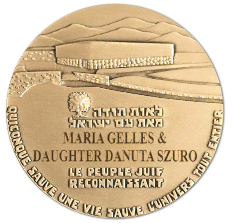 Rewers Medalu Sprawiedliwy wśród Narodów Świata przyznany Danucie Szuro (fot. ze zbiorów autora)