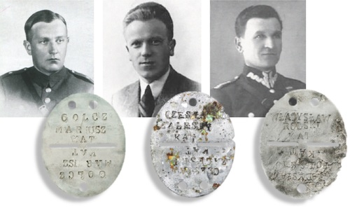 Od lewej: ppor. Mariusz Stanisław Golcz, por. Czesław Józef Zaleski, por. Władysław Rolski i ich nieśmiertelniki