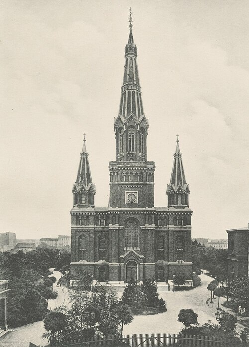 Kościół Ewangelicko-Augsburski św. Jana Ewangelisty przy ul. Sienkiewicza w Łodzi ok. 1896 r.