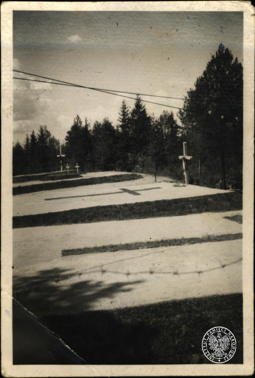 Groby polskich oficerów pomordowanych w Katyniu, 1943 r. Fot. z zasobu IPN