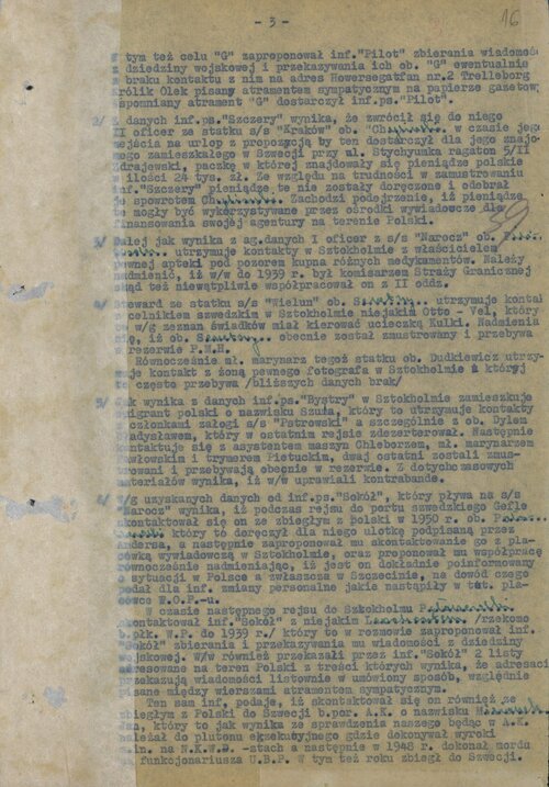Strona trzecia Planu zabezpieczenia statków Polskiej Marynarki Handlowej przed działalnością obcej agentury, dokument WUBP w Szczecinie z 5 października 1951