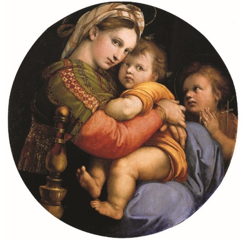 <i>Madonna della Sedia</i> – reprodukcja dzieła Rafaela autorstwa Ireny Serdy-Zbigniewiczowej;  obraz nigdy nie powrócił do kraju. Fot. dzielautracone.gov.pl