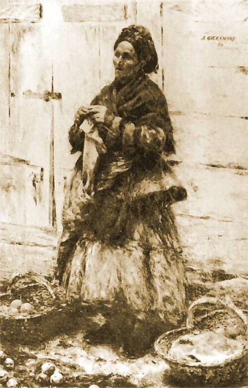 <i>Żydówka sprzedająca owoce</i> − niedokończony obraz olejny Aleksandra Gierymskiego pozostaje na liście dzieł sztuki zaginionych podczas niemieckiej okupacji.