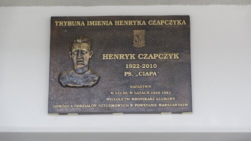 Tablica poświęcona Henrykowi Czapczykowi na Stadionie Miejskim w Poznaniu. Fot.: Autor