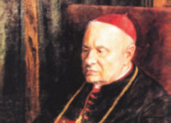 Obraz malowany przedstawiający mężczyznę w stroju hierarchy katolickiego